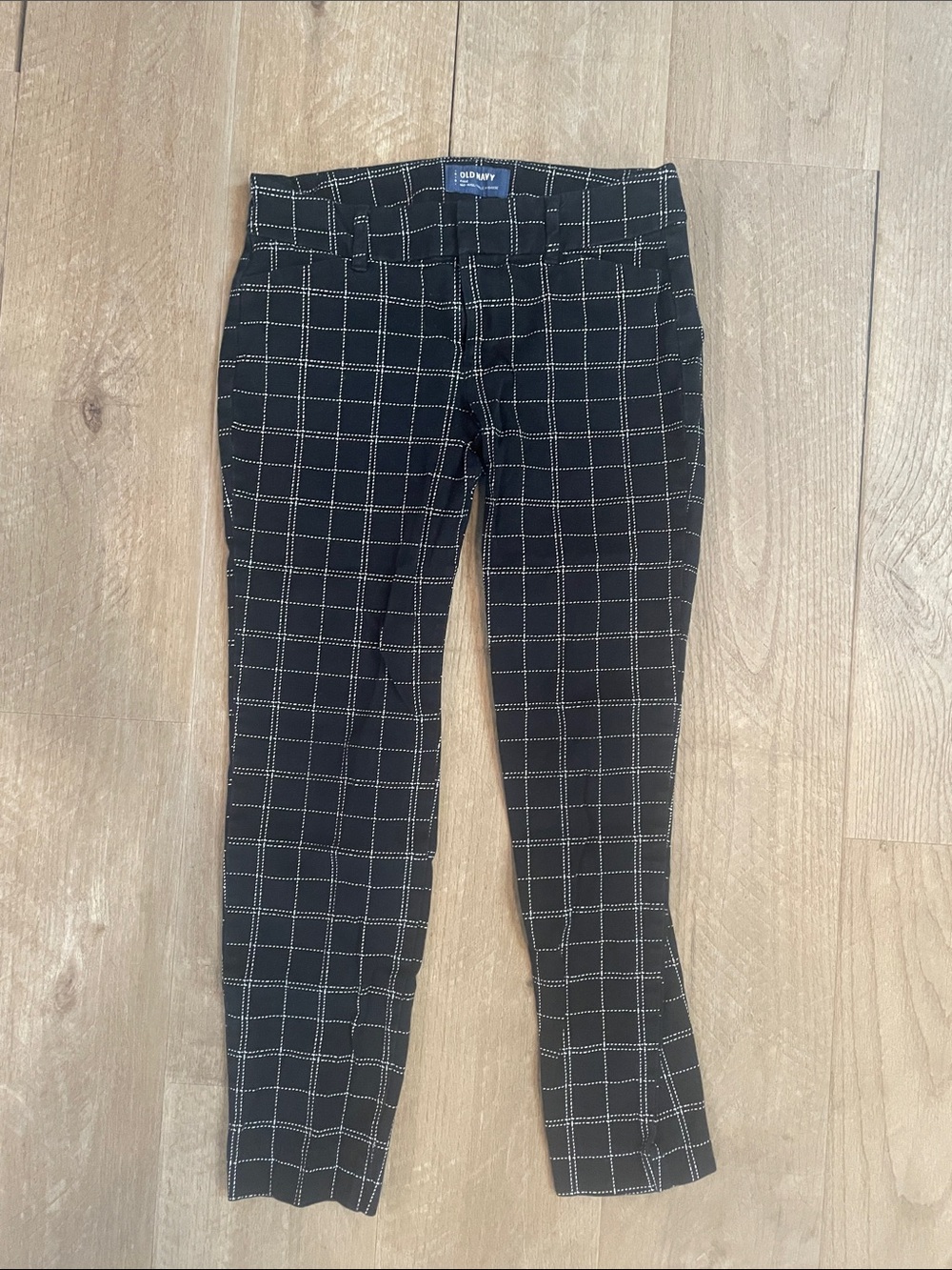 Old Navy Black Windowpane Slim Chinos